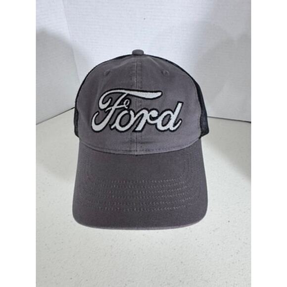 NEW!! "FORD" Snapback Hat, Still has cardboard in top but no tags,Gray Black NET - Picture 6 of 11